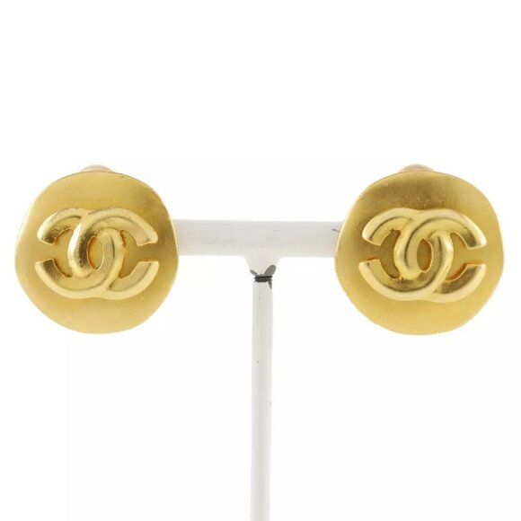 CHANEL COCO Mark Earring vintage Plated Gold 20.9g Women - Picture 1 of 6